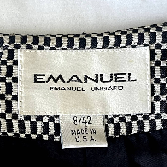 Emanuel Ungaro Ladies Blazer Jacket Sz 8 /42 Black White OpArt Checker Vintage - Picture 5 of 11